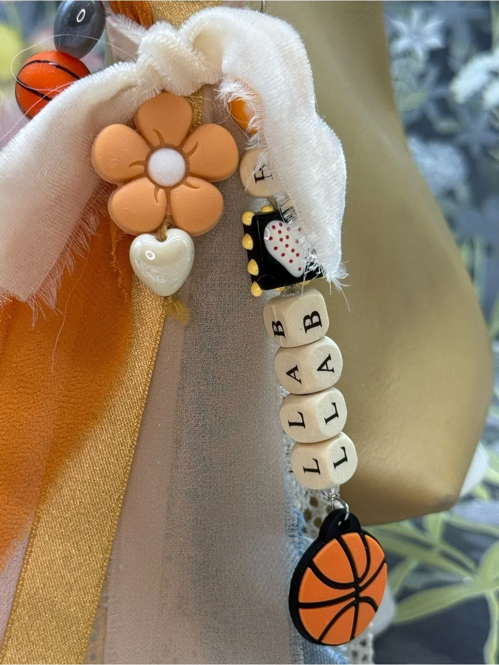 👑Adorned Crown Jewelry purse bag charm keychain basketball fabric tassel